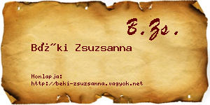 Béki Zsuzsanna névjegykártya